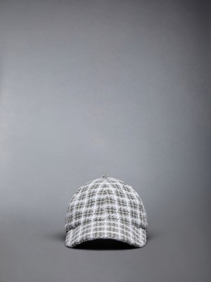 Thom Browne Check Summer Tweed Classic Baseball Kappen Damen Grau | CDW85L12071