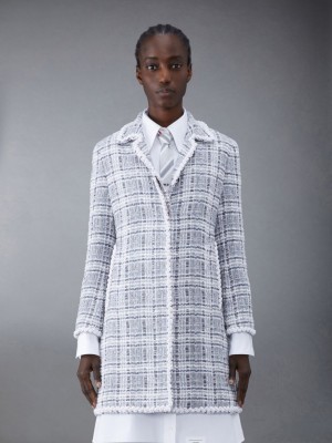 Thom Browne Chenille Tweed Crochet Pearl Bal Collar Kleid Damen Grau | DJZ33W17018