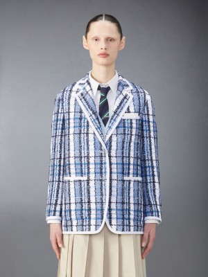 Thom Browne Classic Tweed Sport Mäntel Damen Blau | CFM51A56325