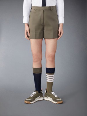 Thom Browne Cotton Twill Sack Kurze Hose Damen Grün | SDH43C39205