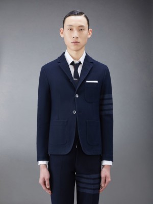 Thom Browne Double Face Tech Twill Sport Mäntel Herren Blau | YGS32H30992