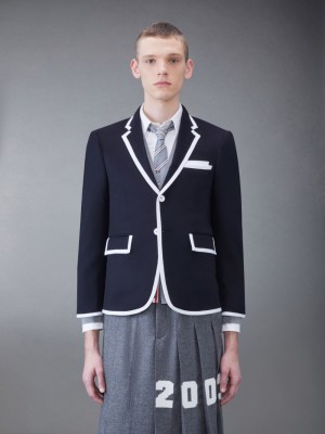 Thom Browne FUN-MIX CASHMERE 2003 CLASSIC SPORT Mäntel Herren Blau | RBV50N32472