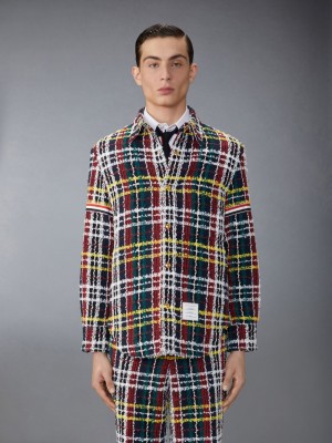 Thom Browne Hunting Tartan Eyelash Tweed Armband Shirt Jacken Herren Grün | FST26U54732