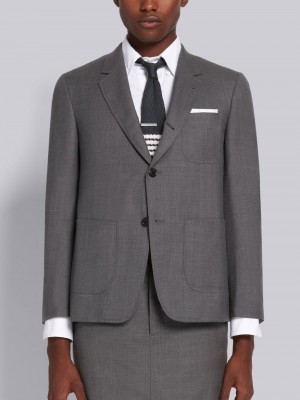 Thom Browne Medium Super 120s Wool Twill Sack Jacken Herren Grau | QPS05X71947