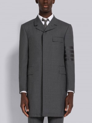 Thom Browne PLAIN WEAVE 4-BAR CHESTERFIELD Mäntel Herren Grau | BBU66U34015