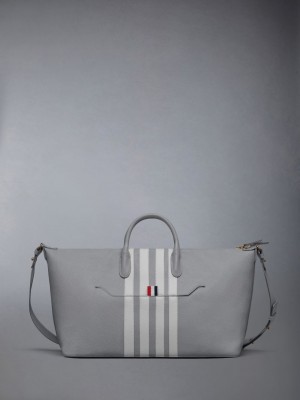 Thom Browne Pebble Grain 4-Bar Medium Duffle Tasche Herren Grau | QFX11S37099