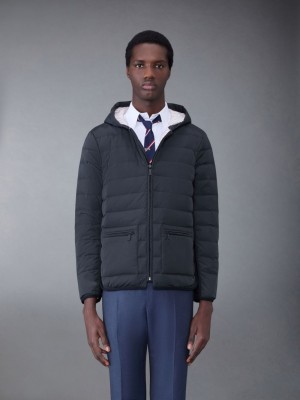 Thom Browne Poly Twill Rib 4-Bar Down Hooded Jacken Herren Grau | PUY61I12598