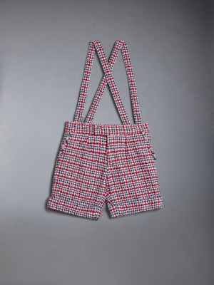 Thom Browne Summer Tweed Fray Suspender Kurze Hose Mädchen Weiß | OLP65F72009
