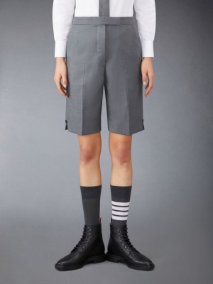 Thom Browne Twill Classic Backstrap Bermuda Kurze Hose Damen Grau | GTE37G28776