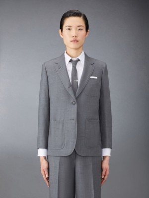 Thom Browne Twill Sack Sport Mäntel Damen Grau | BLX86T69943