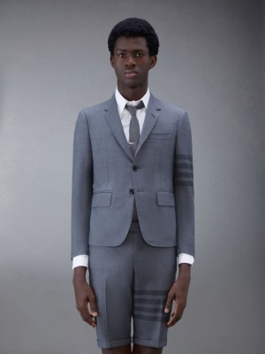 Thom Browne Twill School Uniform 4-Bar High Armhole Sport Mäntel Herren Grau | SBJ37U68081