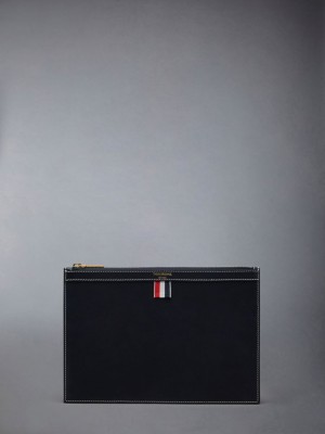 Thom Browne Vacchetta Leather Small Kartenhülle Damen Blau | IGJ83J36596