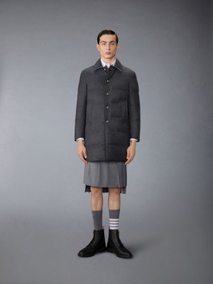Thom Browne Wool Flannel Down Fill Classic Bal Collar Mäntel Herren Grau | MQE44L18799