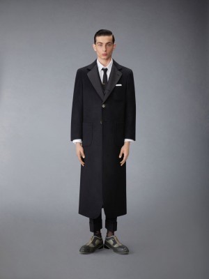 Thom Browne Zibeline Cashmere Maxi Soft Shoulder Mäntel Herren Schwarz | QZG39Q41426