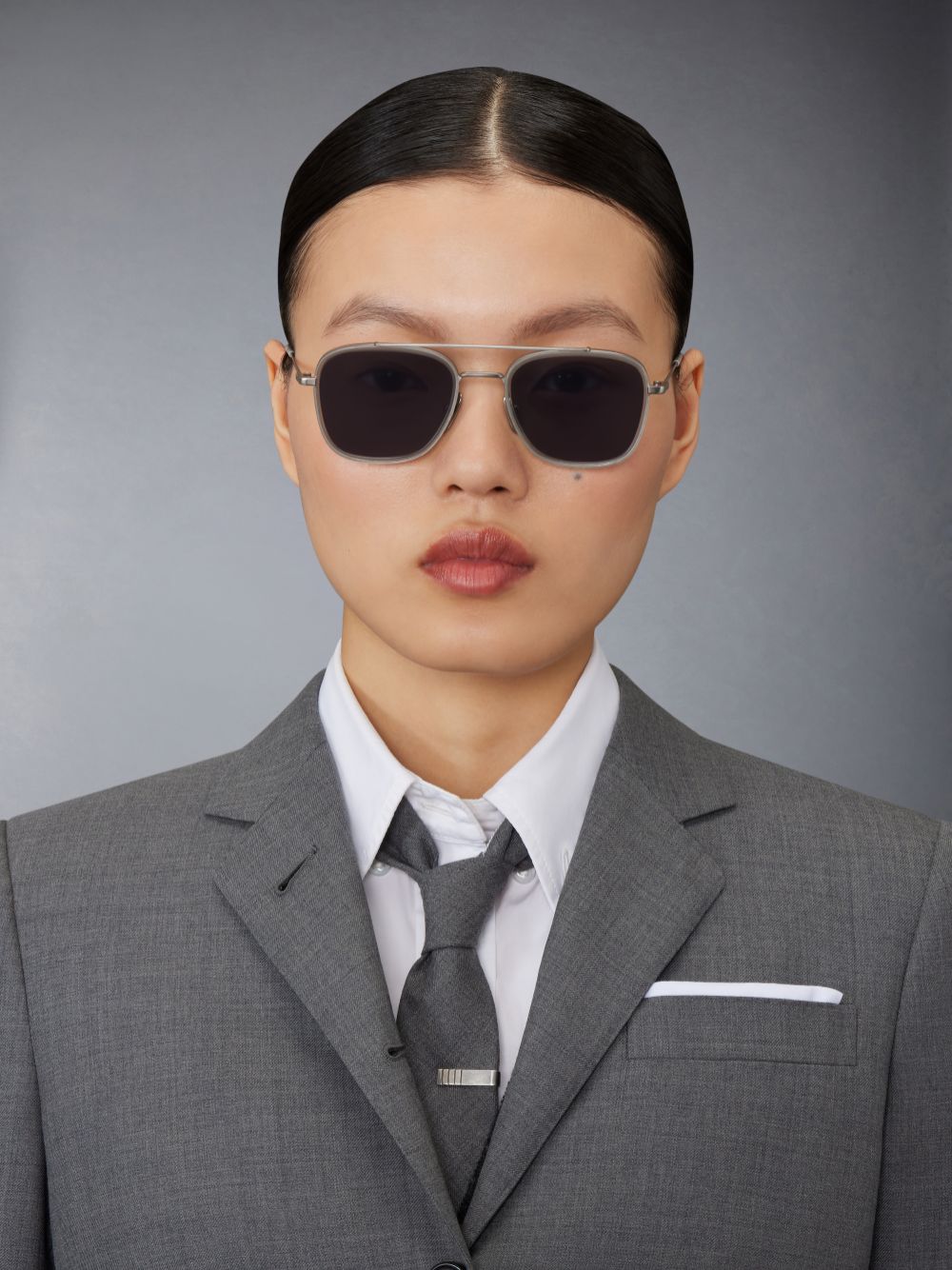 Thom Browne Acetate And Titanium Rectangular Aviator Sonnenbrille Herren Grau | CCT90C08467