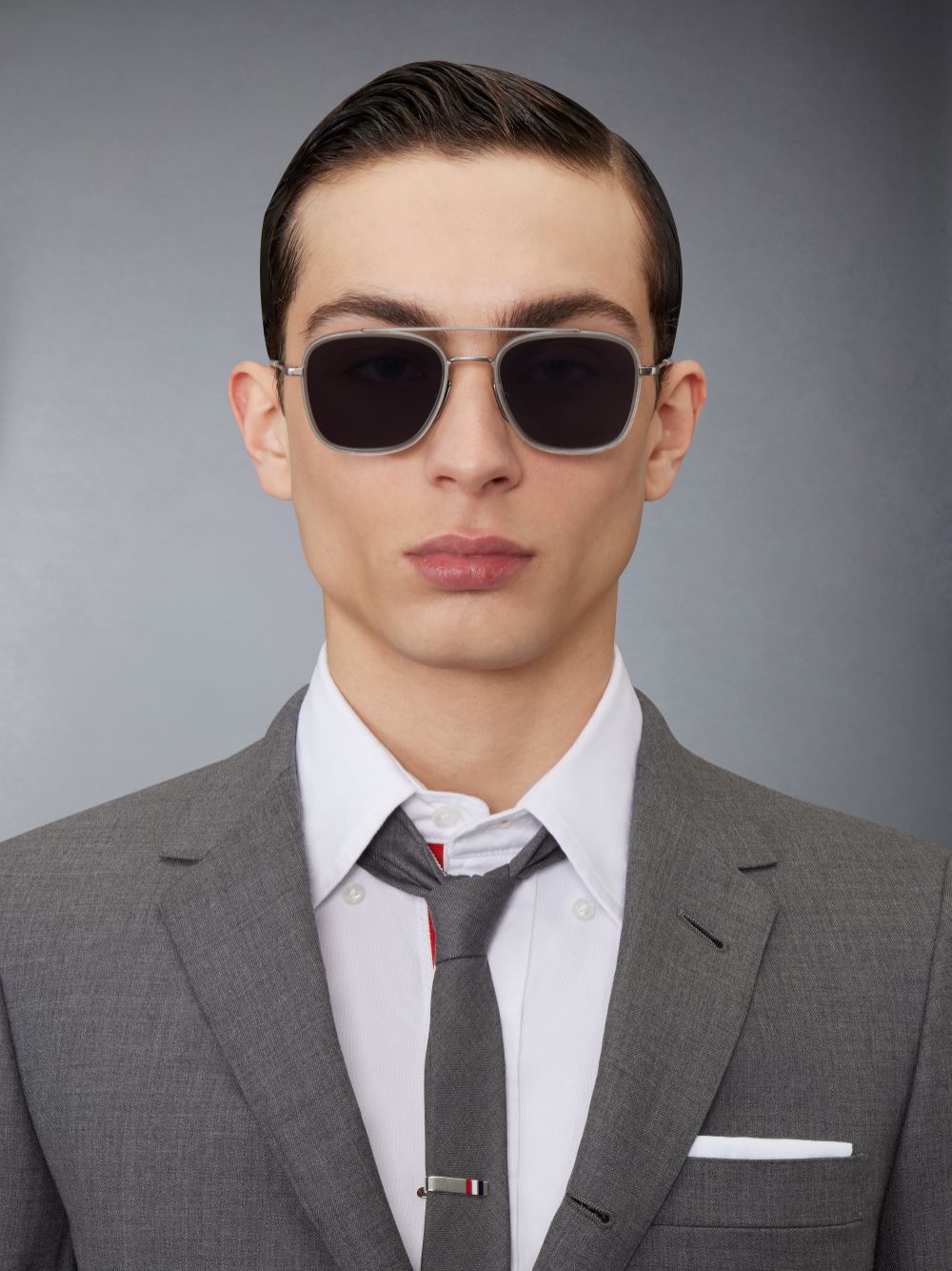 Thom Browne Acetate And Titanium Rectangular Aviator Sonnenbrille Herren Grau | CCT90C08467