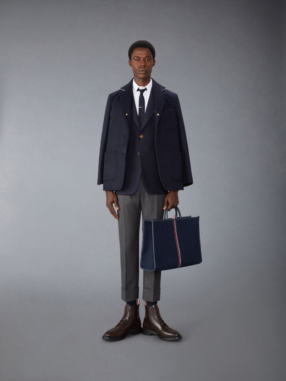 Thom Browne Crispy Wool Unstructured Sack Sport Mäntel Herren Blau | HIC54A74146