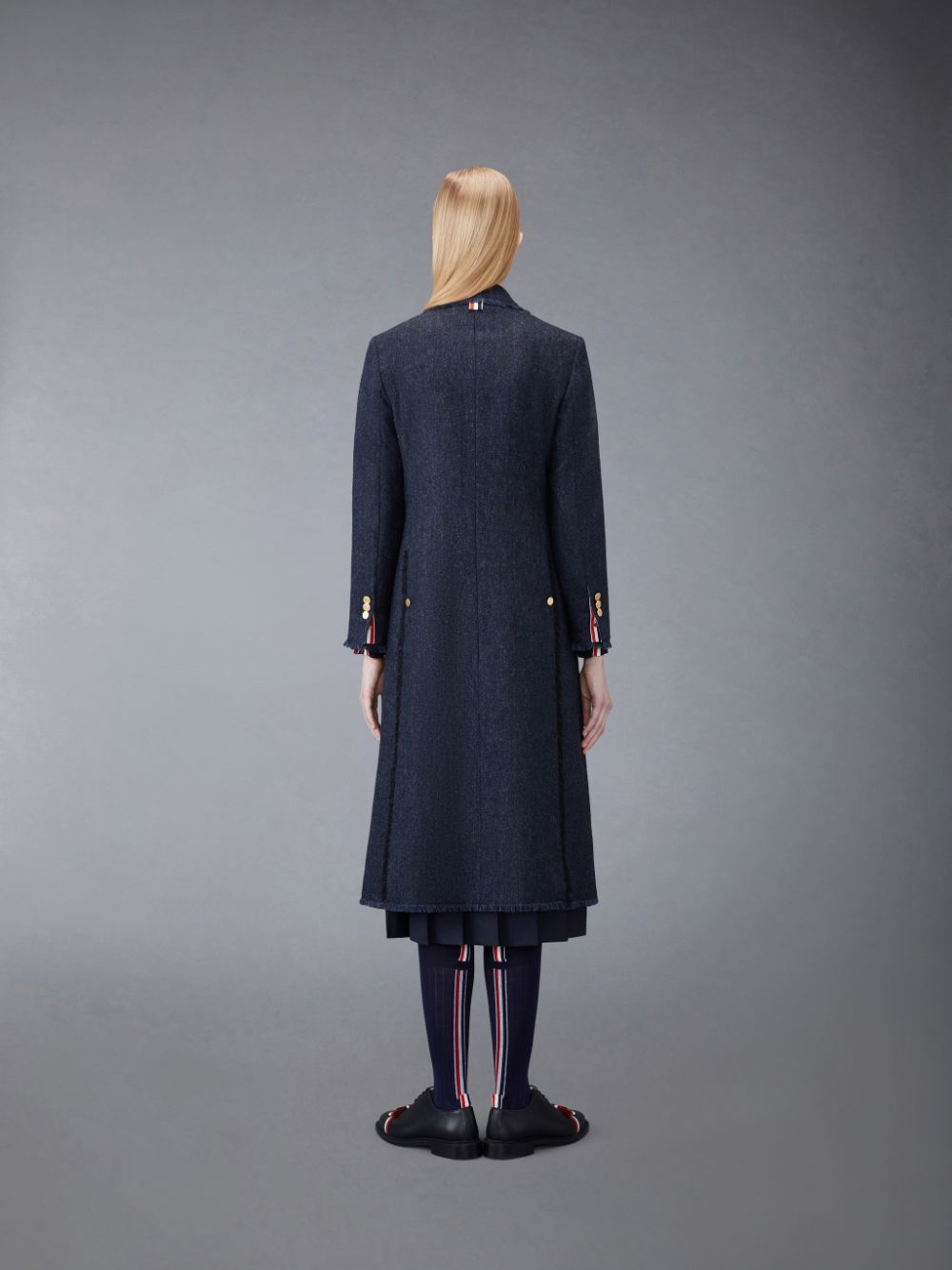 Thom Browne Donegal Tweed Wide Lapel Mäntel Damen Blau | ZIZ37O80867