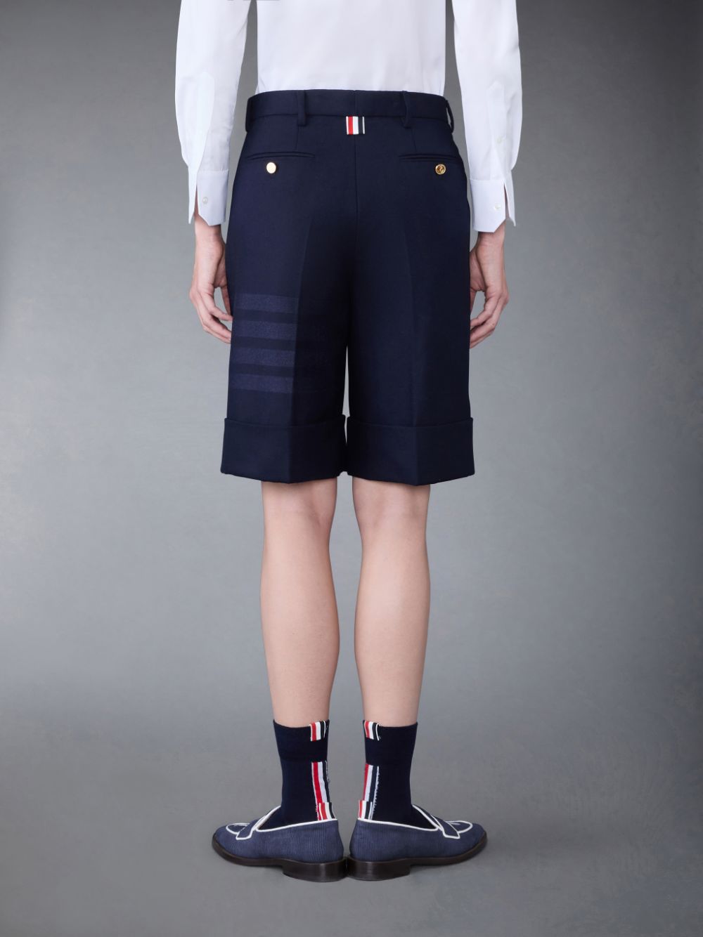 Thom Browne Flannel 4-Bar Sack Kurze Hose Damen Blau | BEJ01X62677