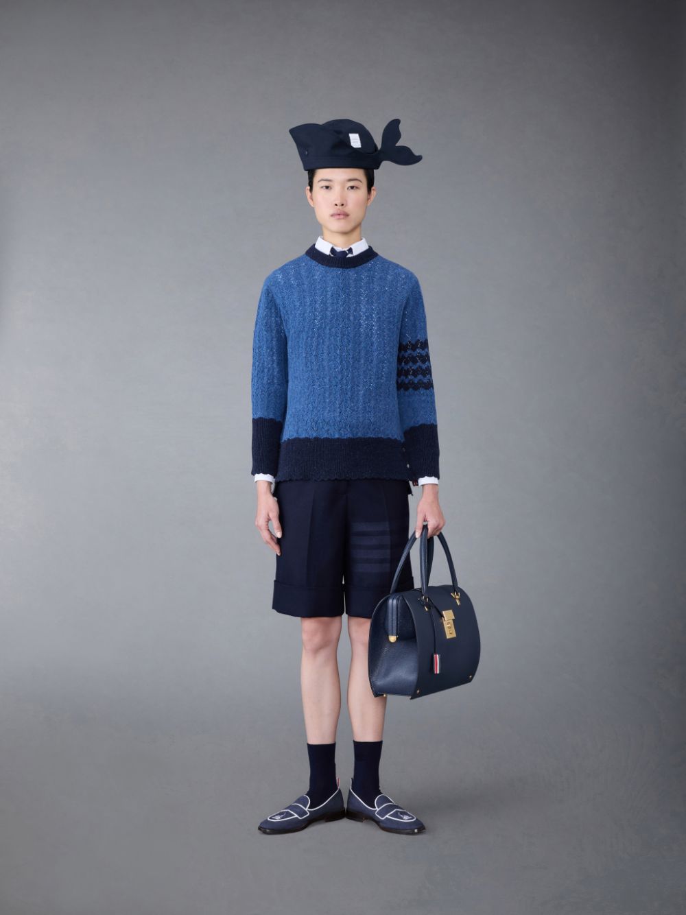 Thom Browne Flannel 4-Bar Sack Kurze Hose Damen Blau | BEJ01X62677
