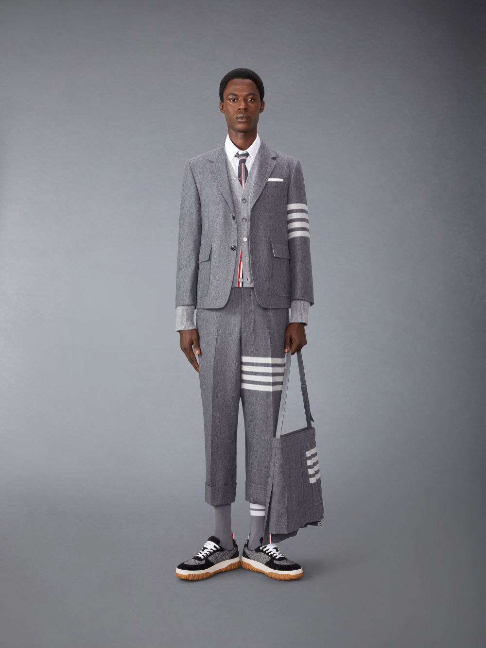 Thom Browne Flannel 4-Bar Unstructured Straight Fit Sport Mäntel Herren Grau | AZF91C63697