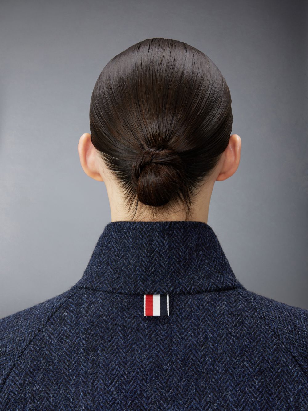 Thom Browne Herringbone Harris Tweed Midi Raglan Funnel Neck Mäntel Damen Blau | GZW85A63780