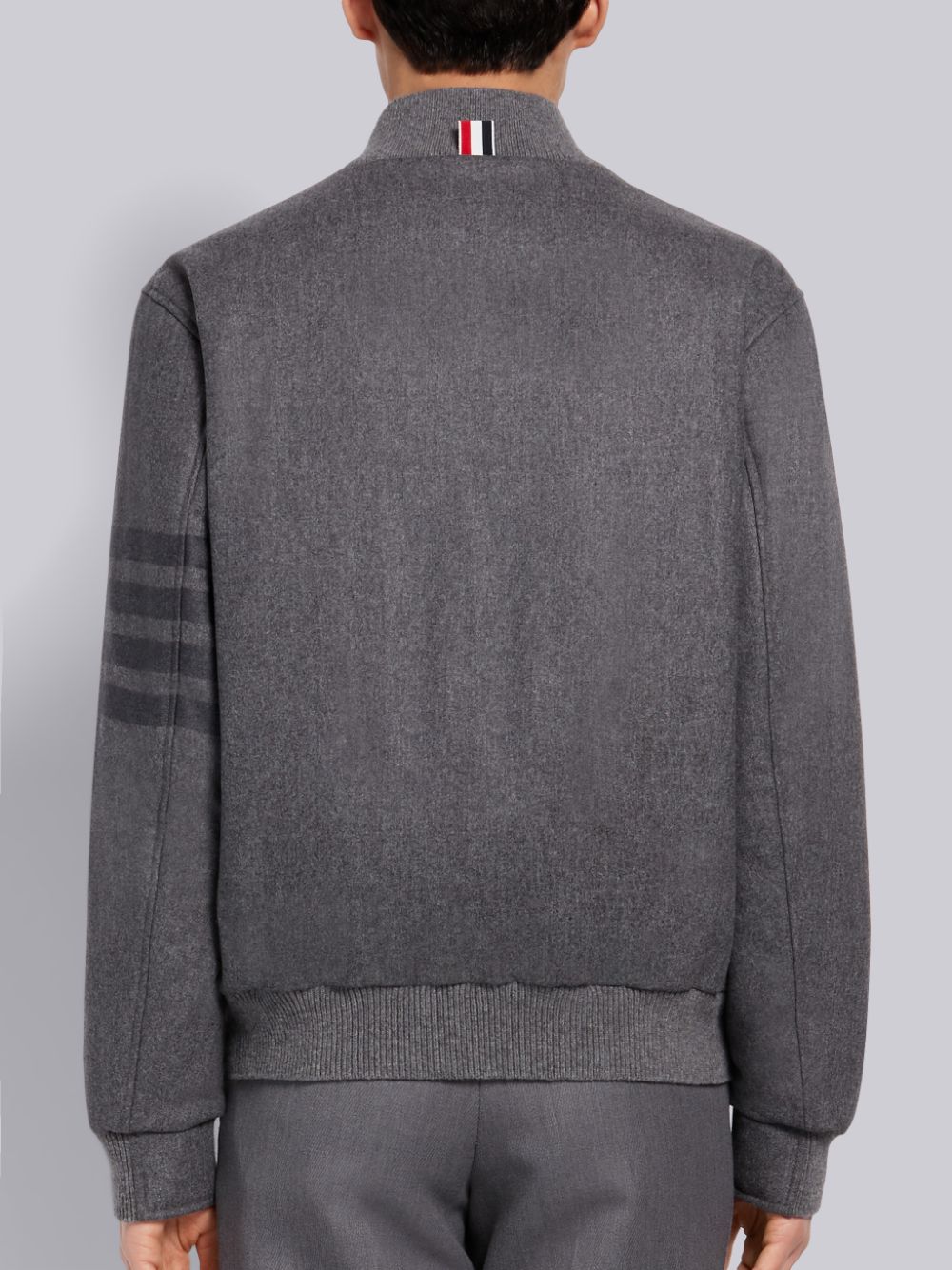 Thom Browne Medium Tech Down Wool Flannel Tonal 4-Bar Relaxed Blouson Jacken Herren Grau | LCF63J89767