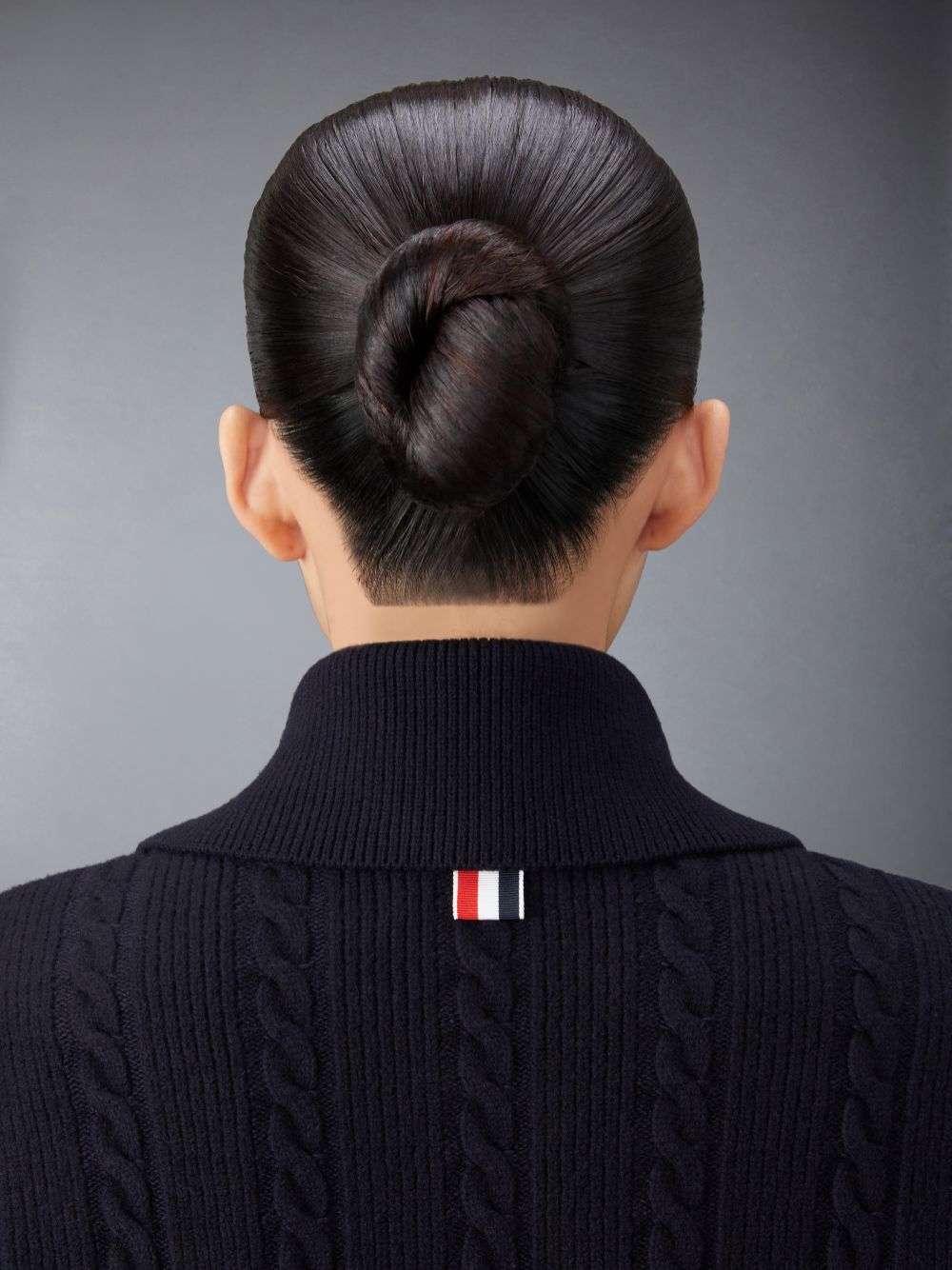 Thom Browne Merino Wool and Cotton 4-Bar Cable Mäntel Damen Blau | DKF00V79631