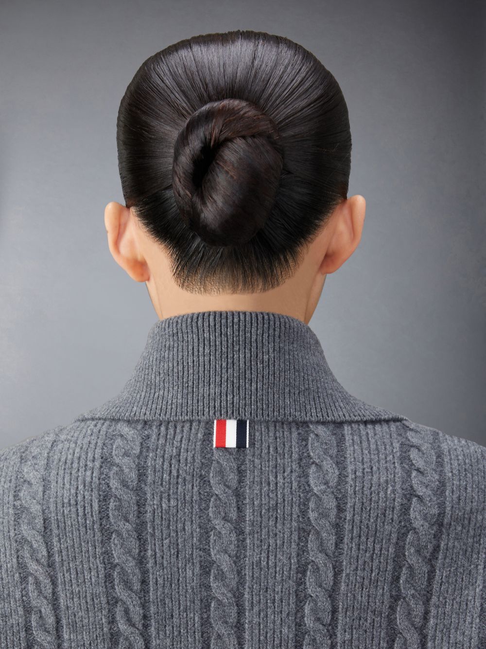 Thom Browne Merino Wool and Cotton 4-Bar Cable Mäntel Damen Grau | IXX86M79335