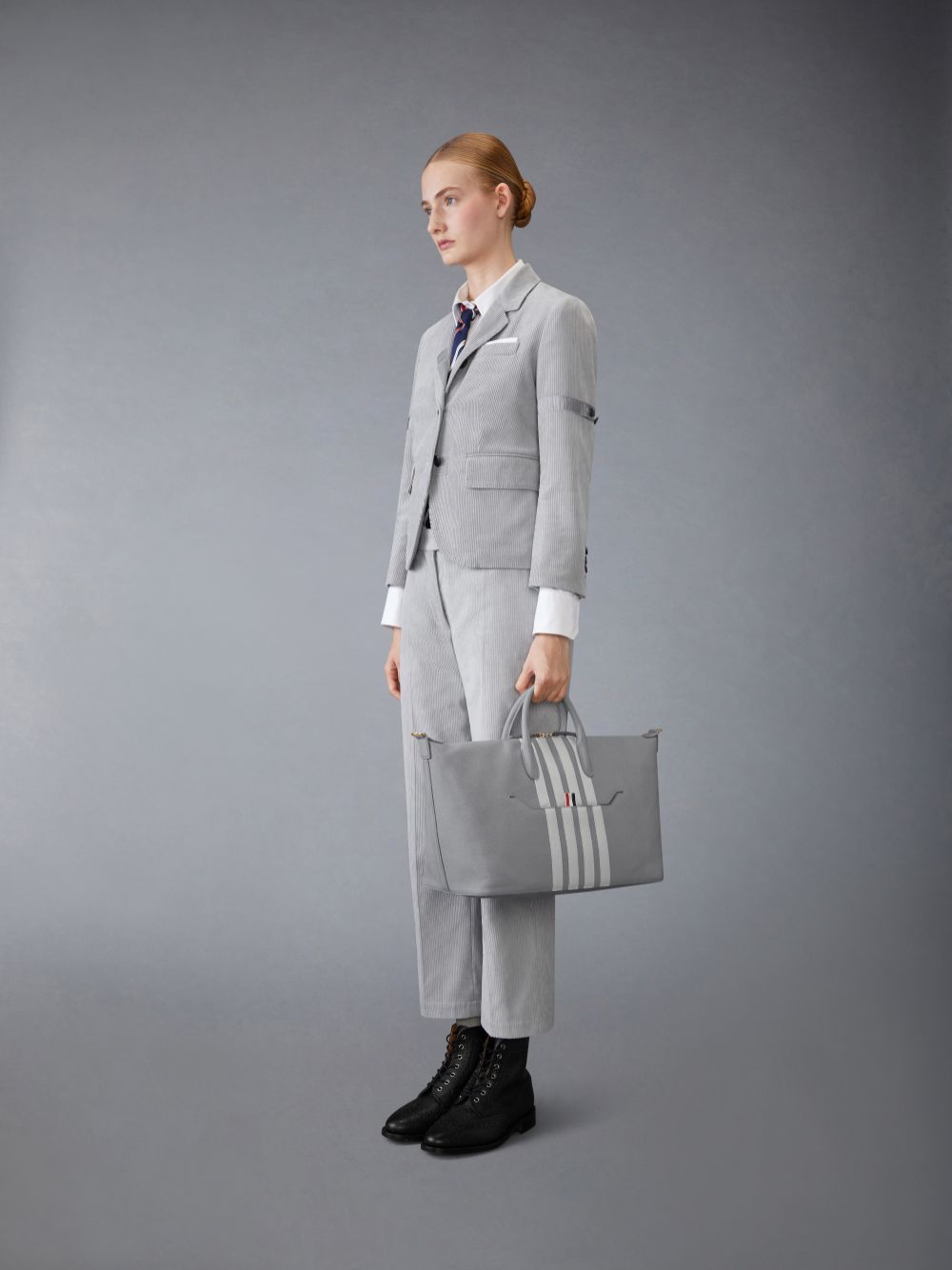 Thom Browne Pebble Grain 4-Bar Medium Duffle Tasche Damen Grau | TGD37Y52052