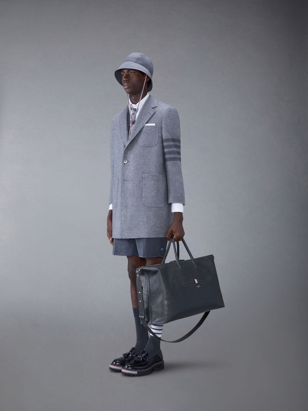 Thom Browne Pebble Grain Duffle Tasche Herren Schwarz | THJ96R81259