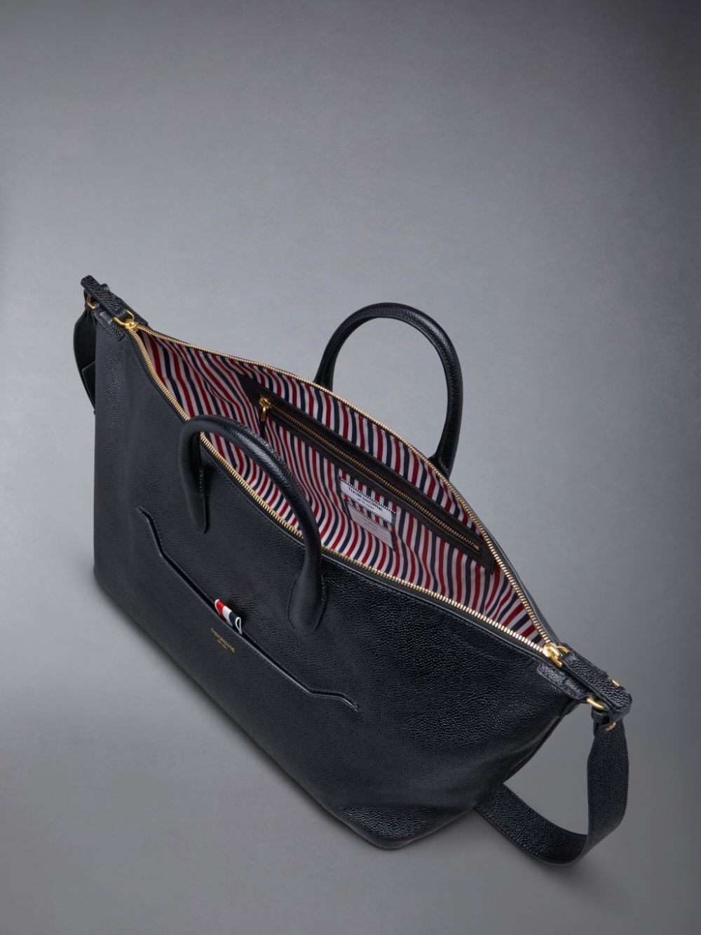 Thom Browne Pebble Grain Medium Duffle Tasche Herren Schwarz | XWN37E44996