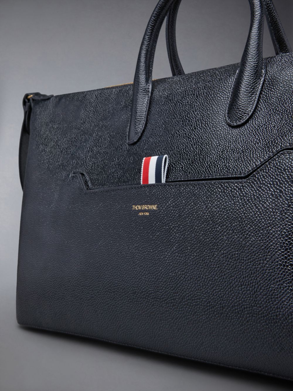 Thom Browne Pebble Grain Medium Duffle Tasche Herren Schwarz | XWN37E44996