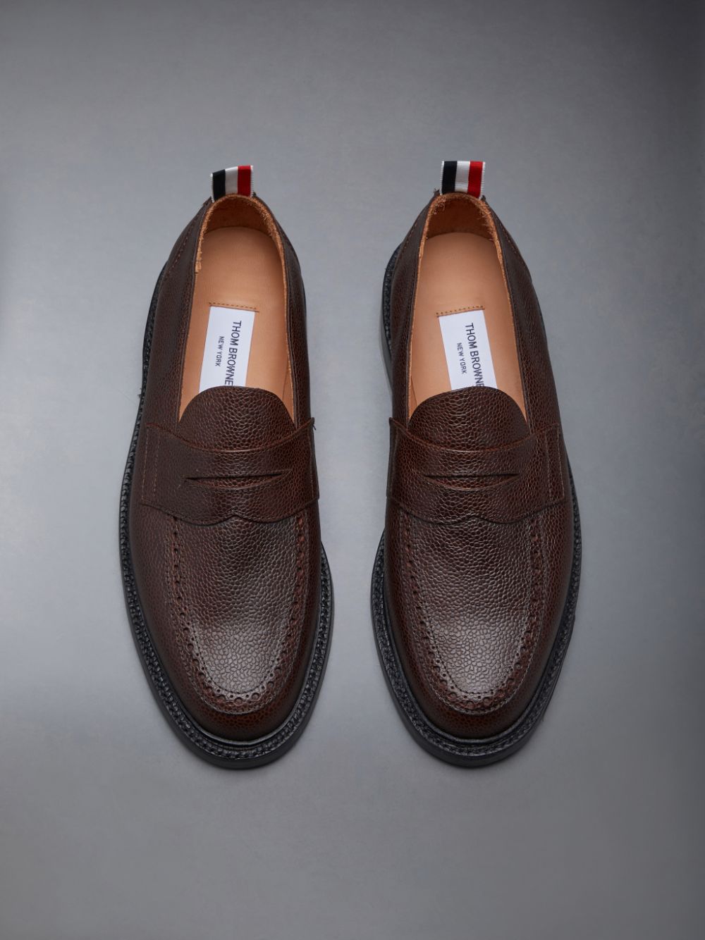 Thom Browne Pebble Grain Penny Halbschuhe Herren Braun | GKC96W65026