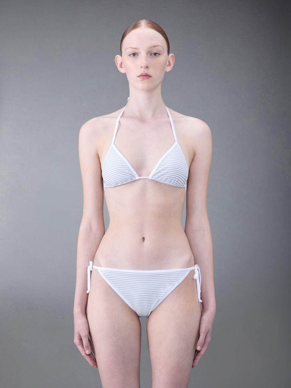 Thom Browne Seersucker Triangle Bikinioberteil Damen Grau | WNC45Z37435