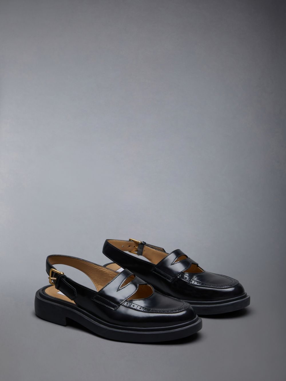 Thom Browne Spazzolato Slingback Penny Halbschuhe Damen Schwarz | KTT40D02646