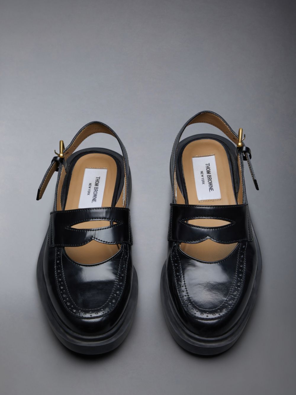 Thom Browne Spazzolato Slingback Penny Halbschuhe Damen Schwarz | KTT40D02646