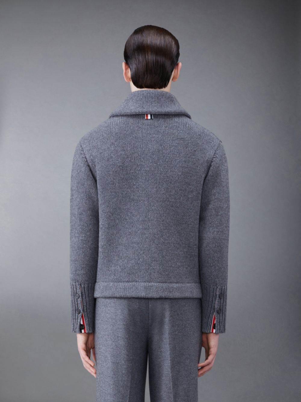Thom Browne Super Chunky Cashmere Jersey Shawl Collar Strickjacke Herren Grau | UZL00R43572