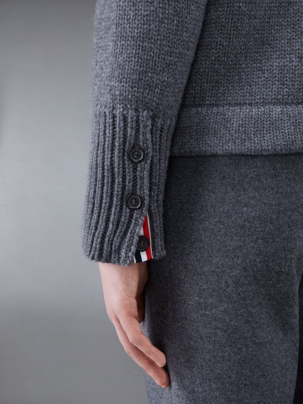 Thom Browne Super Chunky Cashmere Jersey Shawl Collar Strickjacke Herren Grau | UZL00R43572