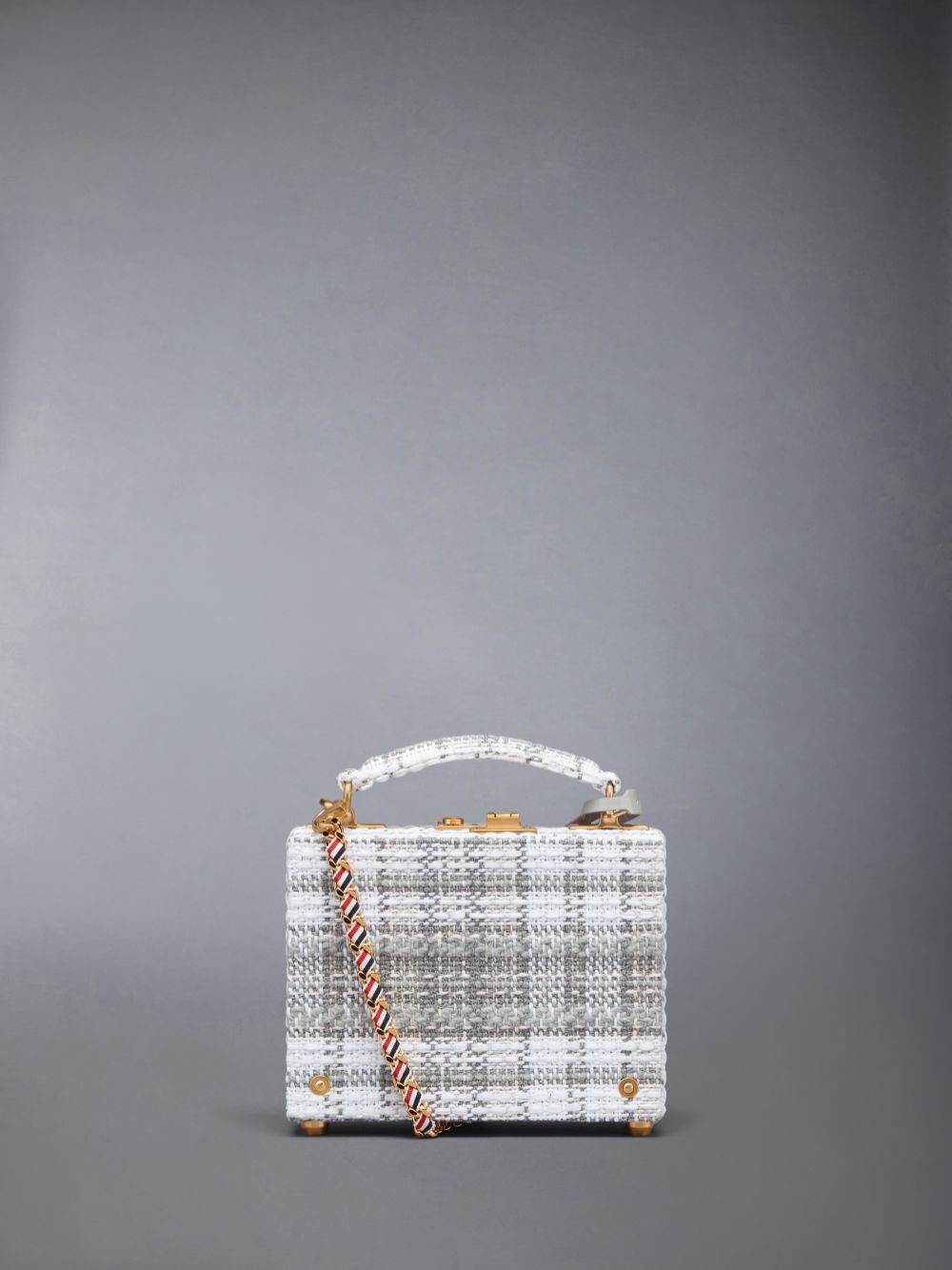 Thom Browne Tartan Tweed Woven Chain Micro Attache Case Tragetaschen Herren Grau | LDL40B92145