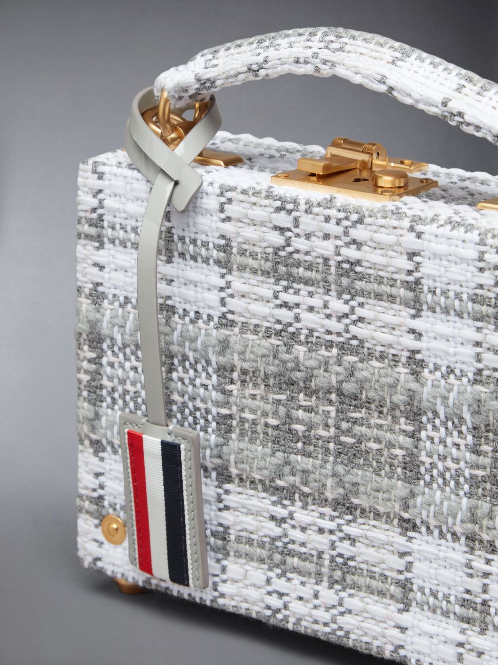 Thom Browne Tartan Tweed Woven Chain Micro Attache Case Tragetaschen Herren Grau | LDL40B92145