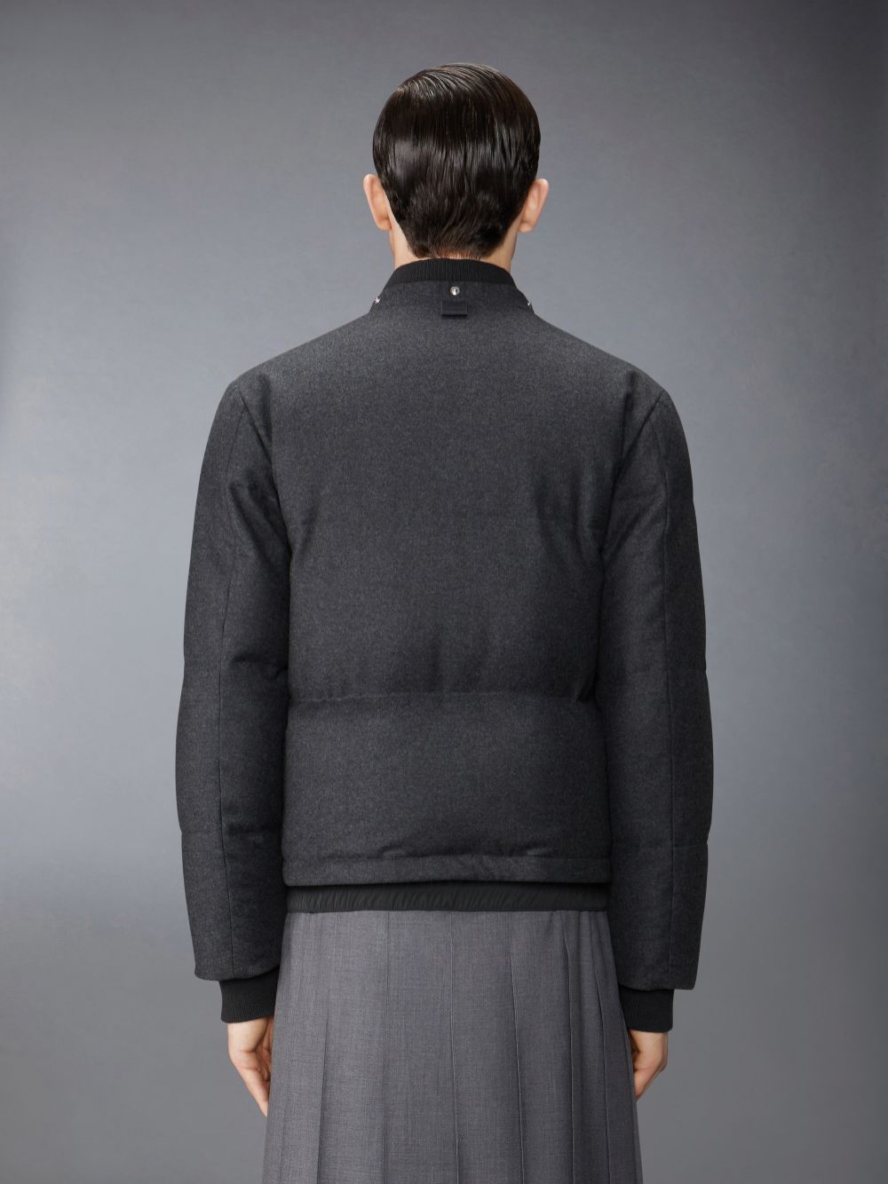 Thom Browne Wool Flannel Down Fill Hood Bomber Jacken Herren Grau | XUB08X84725