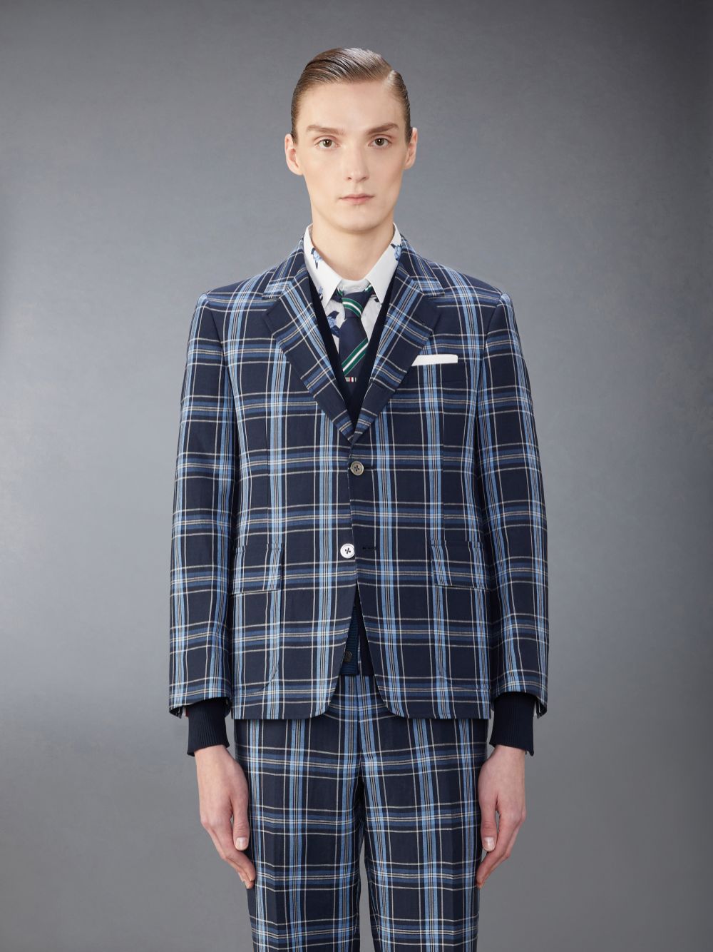 Thom Browne Wool Linen Unstructured Straight Fit Sport Mäntel Herren Blau | RYB30P53766
